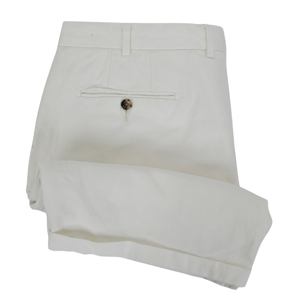 Suitsupply Shorts Mens 40 White Bennington Pleat Cotton Linen Herringbone Fit 37